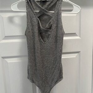 Express Charcoal Knit Bodysuit